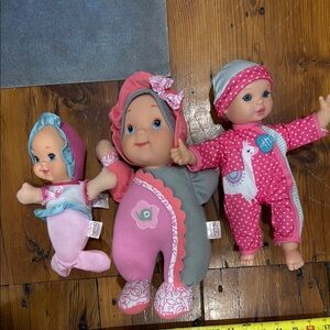 Baby Doll Set of 3 with Pink and Gray Outfits